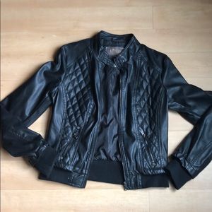 Black Fake Leather Jacket - Medium